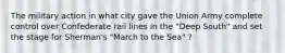 The military action in what city gave the Union Army complete control over Confederate rail lines in the "Deep South" and set the stage for Sherman's "March to the Sea" ?