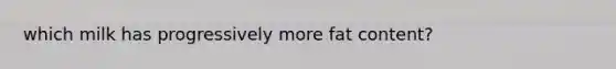 which milk has progressively more fat content?