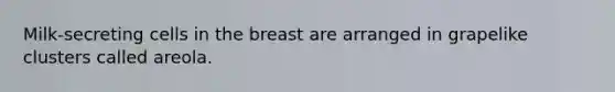 Milk-secreting cells in the breast are arranged in grapelike clusters called areola.