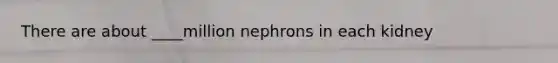 There are about ____million nephrons in each kidney