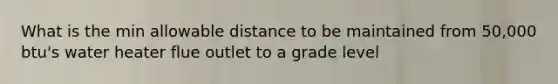 What is the min allowable distance to be maintained from 50,000 btu's water heater flue outlet to a grade level