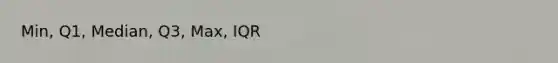 Min, Q1, Median, Q3, Max, IQR