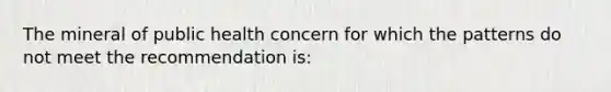 The mineral of public health concern for which the patterns do not meet the recommendation is: