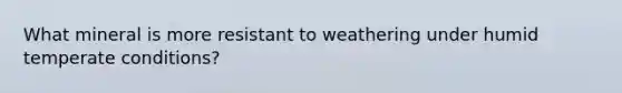 What mineral is more resistant to weathering under humid temperate conditions?