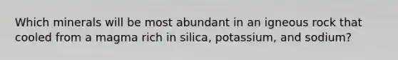 Which minerals will be most abundant in an igneous rock that cooled from a magma rich in silica, potassium, and sodium?