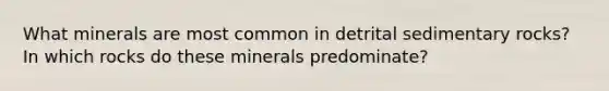 What minerals are most common in detrital sedimentary rocks? In which rocks do these minerals predominate?