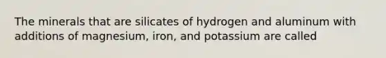 The minerals that are silicates of hydrogen and aluminum with additions of magnesium, iron, and potassium are called