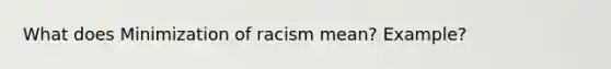 What does Minimization of racism mean? Example?