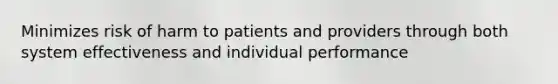 Minimizes risk of harm to patients and providers through both system effectiveness and individual performance