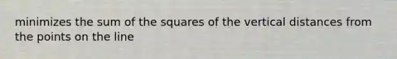 minimizes the sum of the squares of the vertical distances from the points on the line