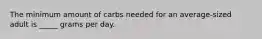 The minimum amount of carbs needed for an average-sized adult is _____ grams per day.