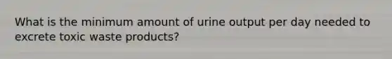 What is the minimum amount of urine output per day needed to excrete toxic waste products?