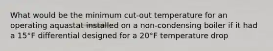 What would be the minimum cut-out temperature for an operating aquastat installed on a non-condensing boiler if it had a 15°F differential designed for a 20°F temperature drop