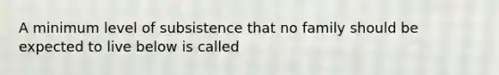 A minimum level of subsistence that no family should be expected to live below is called