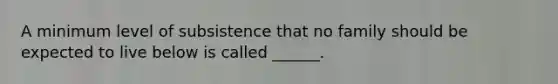 A minimum level of subsistence that no family should be expected to live below is called ______.