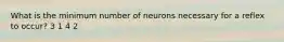 What is the minimum number of neurons necessary for a reflex to occur? 3 1 4 2