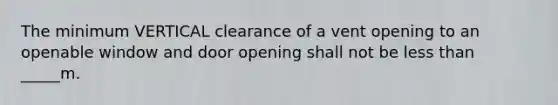 The minimum VERTICAL clearance of a vent opening to an openable window and door opening shall not be less than _____m.