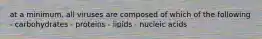 at a minimum, all viruses are composed of which of the following - carbohydrates - proteins - lipids - nucleic acids