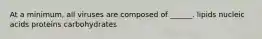 At a minimum, all viruses are composed of ______. lipids nucleic acids proteins carbohydrates