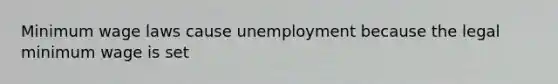 Minimum wage laws cause unemployment because the legal minimum wage is set