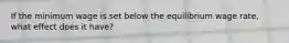 If the minimum wage is set below the equilibrium wage rate, what effect does it have?