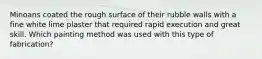 Minoans coated the rough surface of their rubble walls with a fine white lime plaster that required rapid execution and great skill. Which painting method was used with this type of fabrication?