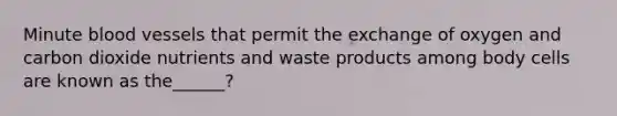 Minute blood vessels that permit the exchange of oxygen and carbon dioxide nutrients and waste products among body cells are known as the______?
