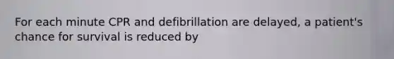 For each minute CPR and defibrillation are delayed, a patient's chance for survival is reduced by