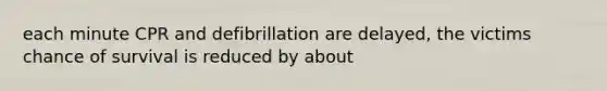 each minute CPR and defibrillation are delayed, the victims chance of survival is reduced by about