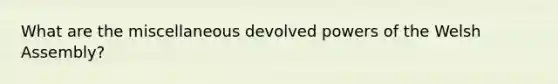 What are the miscellaneous devolved powers of the Welsh Assembly?