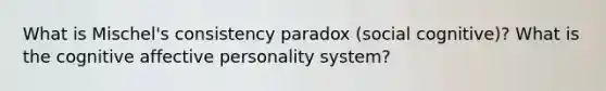 What is Mischel's consistency paradox (social cognitive)? What is the cognitive affective personality system?