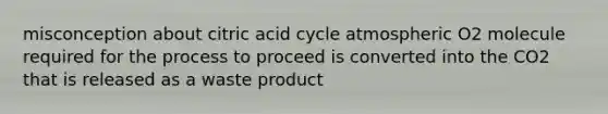 misconception about citric acid cycle atmospheric O2 molecule required for the process to proceed is converted into the CO2 that is released as a waste product