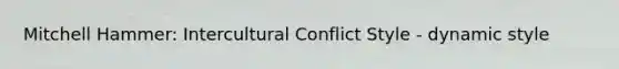 Mitchell Hammer: Intercultural Conflict Style - dynamic style