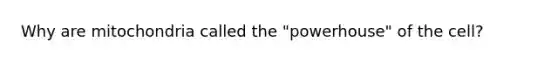 Why are mitochondria called the "powerhouse" of the cell?