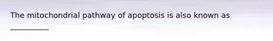 The mitochondrial pathway of apoptosis is also known as __________