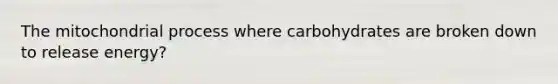 The mitochondrial process where carbohydrates are broken down to release energy?