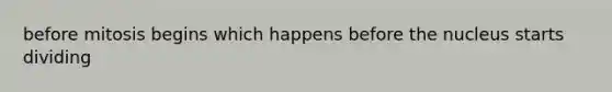 before mitosis begins which happens before the nucleus starts dividing