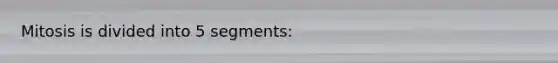 Mitosis is divided into 5 segments:
