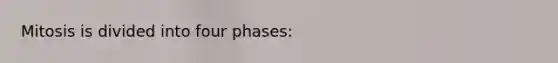 Mitosis is divided into four phases: