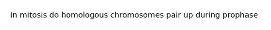 In mitosis do homologous chromosomes pair up during prophase