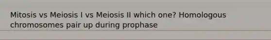 Mitosis vs Meiosis I vs Meiosis II which one? Homologous chromosomes pair up during prophase