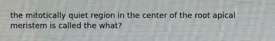 the mitotically quiet region in the center of the root apical meristem is called the what?