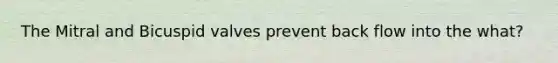 The Mitral and Bicuspid valves prevent back flow into the what?