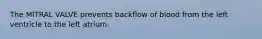 The MITRAL VALVE prevents backflow of blood from the left ventricle to the left atrium.