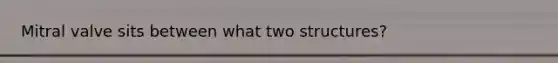 Mitral valve sits between what two structures?