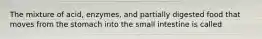 The mixture of acid, enzymes, and partially digested food that moves from the stomach into the small intestine is called