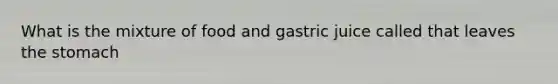 What is the mixture of food and gastric juice called that leaves the stomach