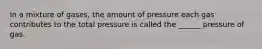 In a mixture of gases, the amount of pressure each gas contributes to the total pressure is called the ______ pressure of gas.