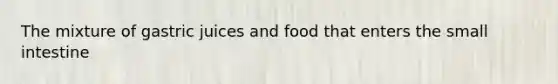 The mixture of gastric juices and food that enters the small intestine