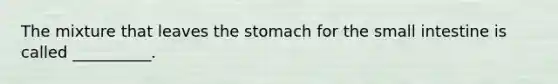 The mixture that leaves the stomach for the small intestine is called __________.